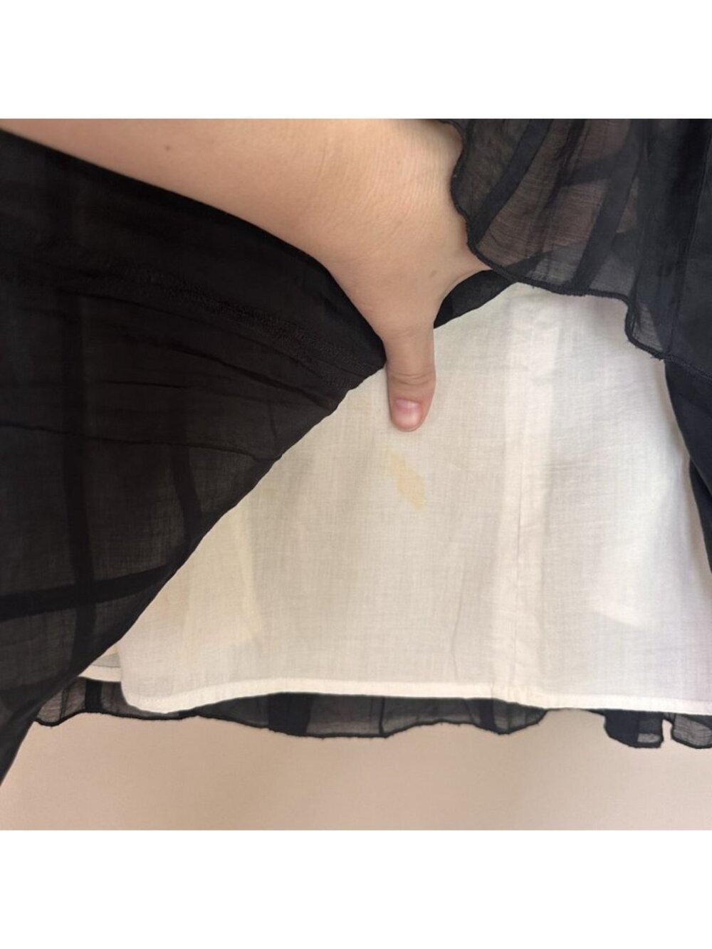Nic & Zoe Black Pleated Midi Skirt 8 Dark Fairy Academia Aline Sheer Overlay - Picture 5 of 9